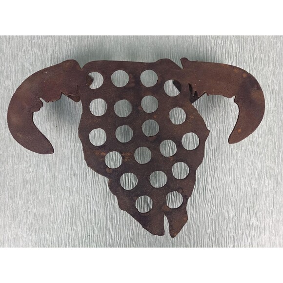 Bull Head Steel Plate Art Trivet Wall Decor Farm House Barn Cabin Cowboy - Picture 8 of 8